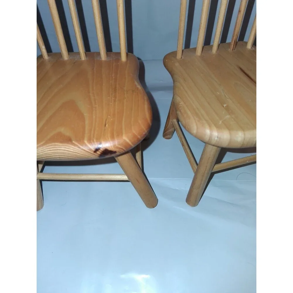 Light Oak‎ Dollhouse Chairs 2 Miniature Child Play Small Kitchen